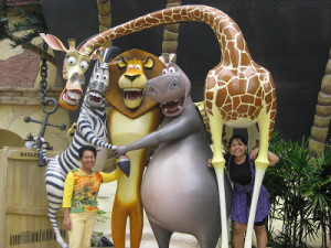 ... statues of the Madagascar characters - Melman, Marty, Alex and Gloria