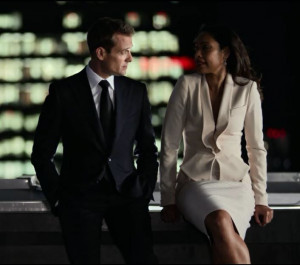 Gabriel Macht as Harvey Specter and Gina Torres as Jessica Pearson in ...
