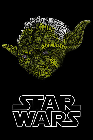 of famous quotes/phrases from the franchise in the shape of Yoda ...