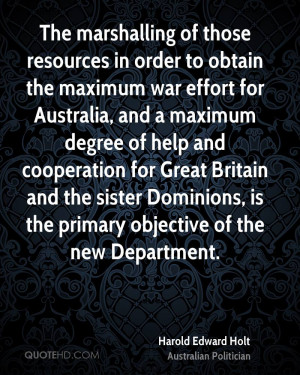 The marshalling of those resources in order to obtain the maximum war ...