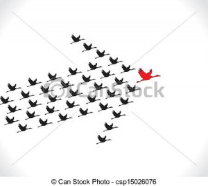 Leadership and Synergy Concept Illustration : A number of Swans flying ...