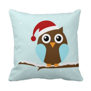 Cute Christmas Owl Throw Pillows