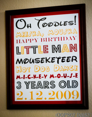 Mickey Mouse Birthday Subway Art