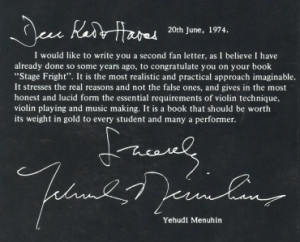 Stage fright - Menuhin's comment