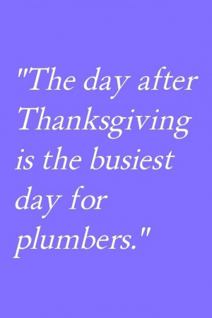 The Day After Thanksgiving Is The Busiest Day For Plumbers.