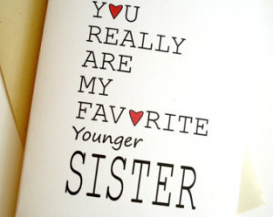 Favorite Sister Card - Birthday - Younger ...
