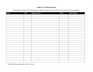 Work Attendance Sheet Template