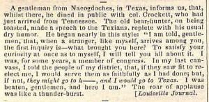 An excerpt from page 99 of the April 9, 1836 edition of the Niles ...