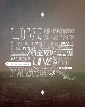 Corinthians 13: 4-8 - A great hand-drawn design by Jill Ng .