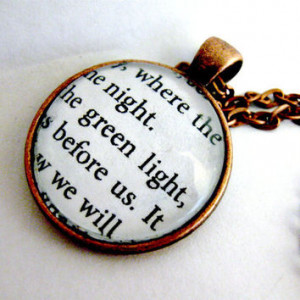 The Great Gatsby Quotes Book Page Necklace Green Light Orgastic Future ...