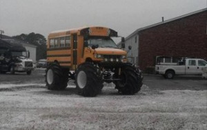 Funny Picture - Sorry kids, no more snow days - Monstertruck bus