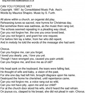 American Old Time Song Lyrics: 59 Can You Forgive Me
