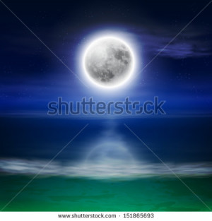 Beach With Full Moon Night