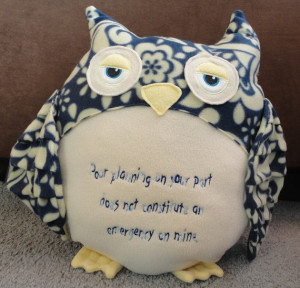 Owl Pillow Quote Quotable Fleece Softie Plush One of a Kind Made to ...
