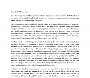 Explore the ways Steinbeck presents relationship between the ...