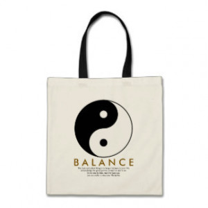 balance yoga yin yang with quote tote bag