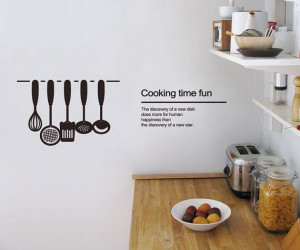 Cooking Time Fun Kitchen Utensils Quote Large Size by WallSpurArt, $33 ...