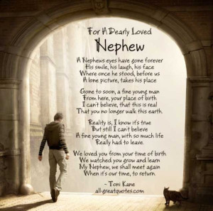 For A Dearly Loved Nephew - A Nephews eyes have gone forever, his ...