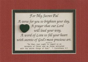 SECRET PAL verses poems Christian FRIEND plaques Prayer