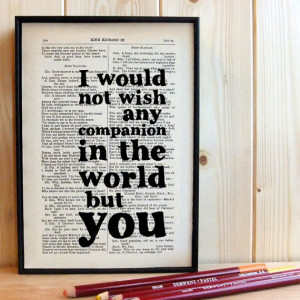 ... Gift Romantic Quote Typographic Art on Vintage Shakespeare book page