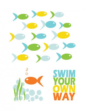 ... Art Prints - Swim Your Own Way, Splash, Wash, Brush, Flush Set of