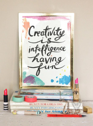 Typographic Print - Hand Lettering - Creativity is Intelligence Having ...