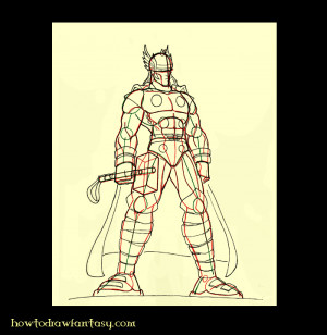 Learn to draw Thor, super- Marvel Comics heroes step 3