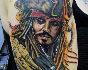 ... of the famous movie pirates of the caribbean carved on shoulder