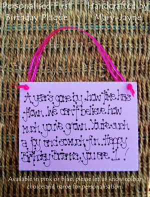 Personalised -FIRST BIRTHDAY- Plaque Boy Girl Sign 1st Baby Special. $ ...