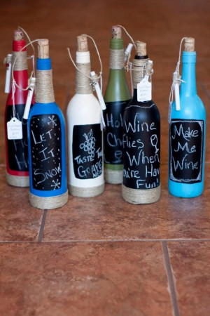 Wine Bottle Crafts Projects | Wine Bottle Chalk Board. $13.99, via ...