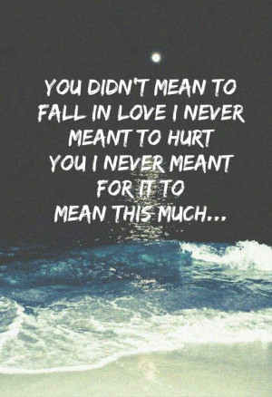 you didn't mean to fall in love i never meant to hurt you i never ...