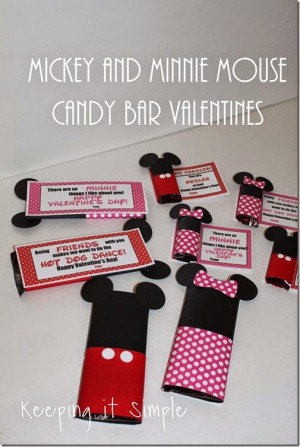 Mickey Mouse and Minnie Mouse Candy Bar Homemade Valentines with Free ...