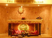 The tomb of St. Thomas the Apostle in Mylapore , India .
