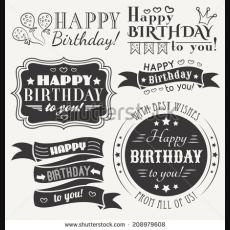 Happy birthday card Retro vintage Typography letters font type Vector ...
