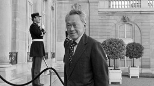 Then Singaporean Prime Minister Lee Kwan Yew at the Elysee Palace in ...