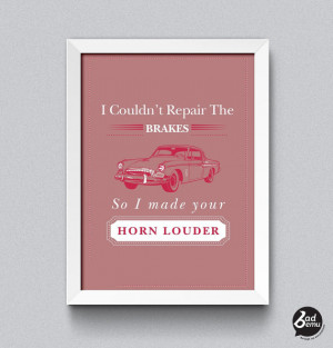 Horn louder Quote Print, vintage prints, vintage cars, car creative ...