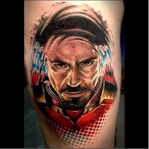 Iron Man Color Portrait Tattoo by Benjamin LaukisTattoo Ideas, Stark ...