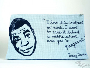 TRACY JORDAN - 30 Rock - Quirky Quote Embroidered Clutch - 30% SALE