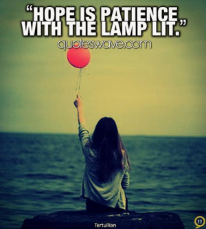 Hope is patience with the lamp lit.