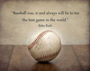 Baseball Art: Vintage Baseball Photo Print Featuring a Babe Ruth Quote ...