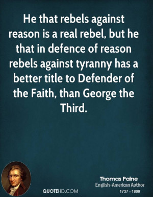 ... tyranny has a better title to Defender of the Faith, than George the