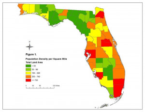 Florida Map Population Density per Square Mile