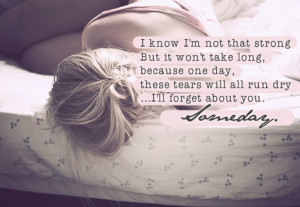 ... One day, I’ll forget about you You’ll see, I won’t even miss you