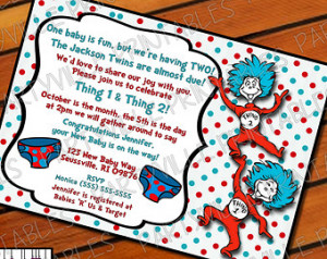 ... inspired Diaper invites Thing 1 Thing 2 Cat in the hat Bring a book
