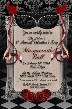 Valentine's Day Adult Masquerade Ball 4x6 Instant by WriteontheDot, $ ...