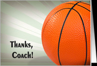Thank You Basketball Coach- basketball on star burst background card ...