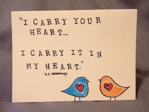Cummings quote. Quote card. Birds. Love birds.