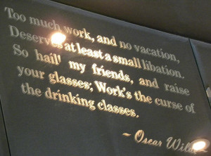... in the bar are covered with mirrors bearing food and drink quotes