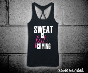Sweat is fat crying Tank Top Racerback Workout Work-Out Inspire Neon ...
