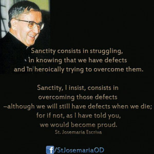 sanctity consists in struggling, in knowing that we have defects and ...